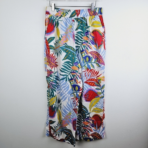 C&C California Pants - NWOT C&C California Tropical Floral 100% Linen Wide Leg Pants size Large